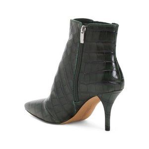 VINCE CAMUTO Leather Crock Embossed Booties - Deep Green - 6